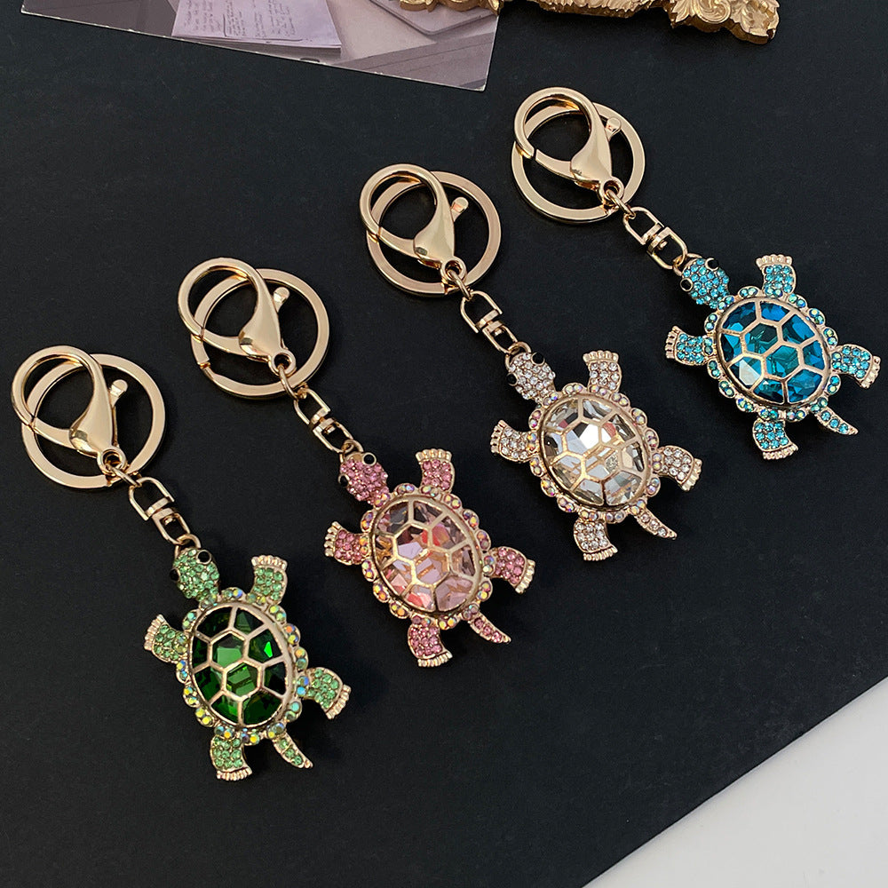 Color Diamond Metal Cute Turtle Car Key Ring