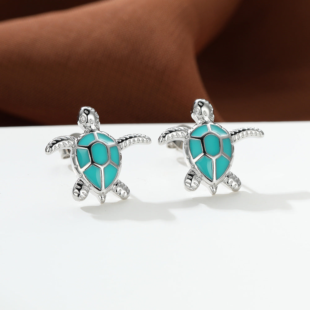 Marine Animal Series Turtle Copper Stud Earrings