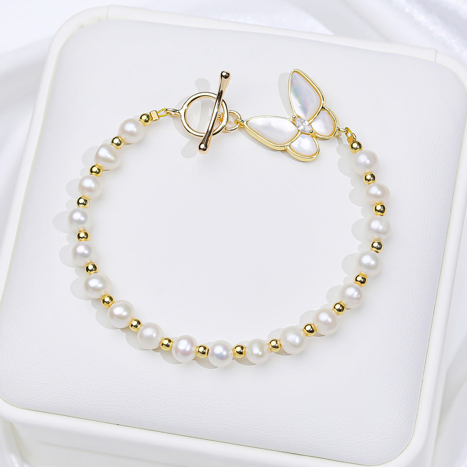 Pearl Bracelet Female Fritillary Butterfly Clover Ornament