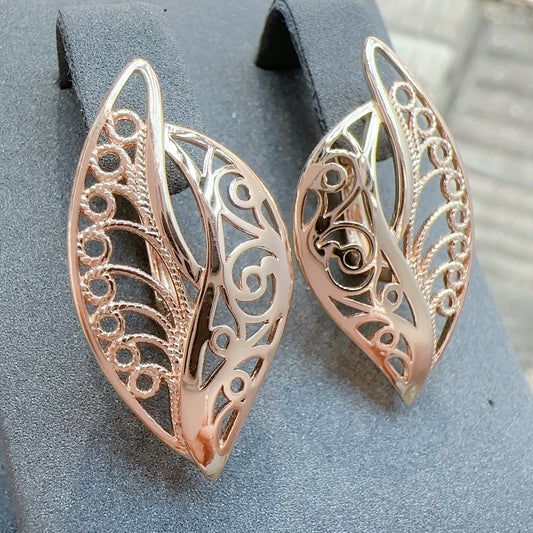 Ins Cool Style Simple Hollow Carved Leaves Women's Earrings