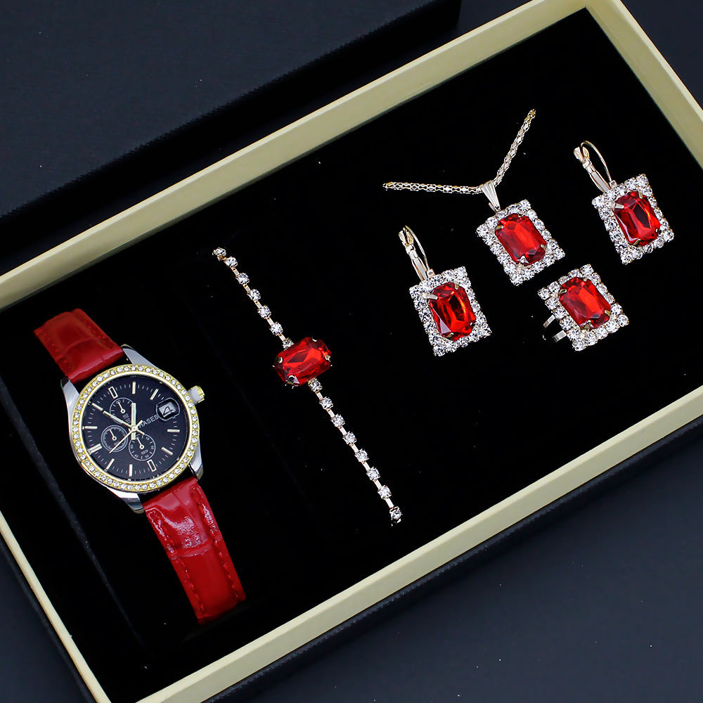 Women's Five-piece Square Jewelry Watch